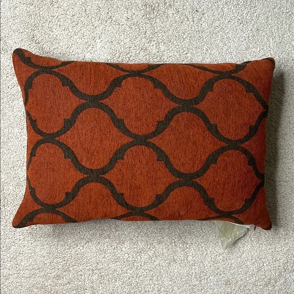 Bold Orange and Black Geometric Accent Pillow
